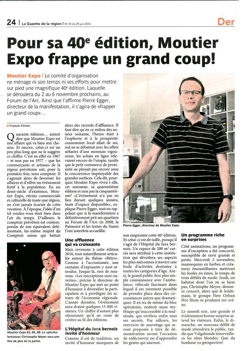 moutier expo article de presse la gazette