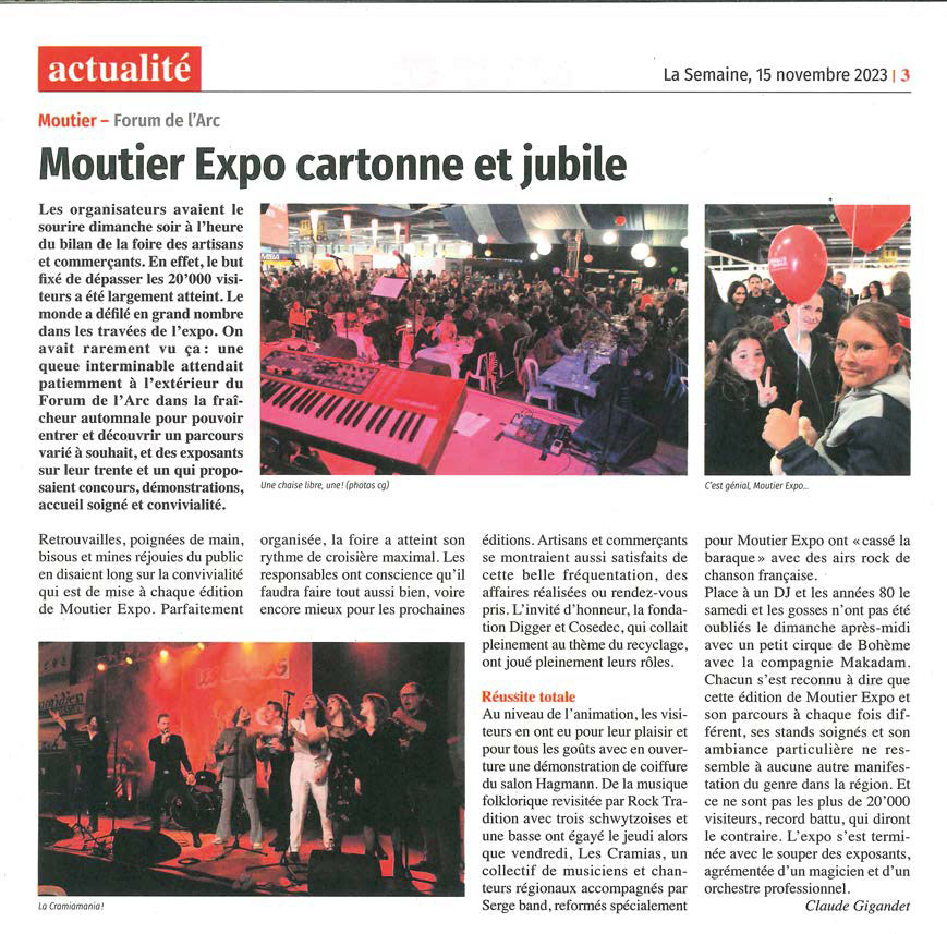 moutier expo article de presse la semaine
