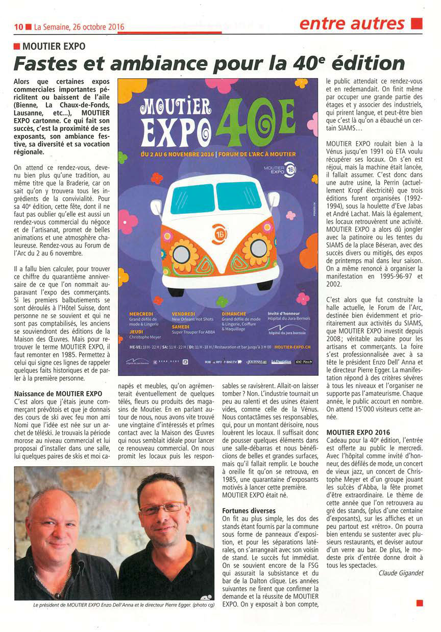 moutier expo article de presse la semaine