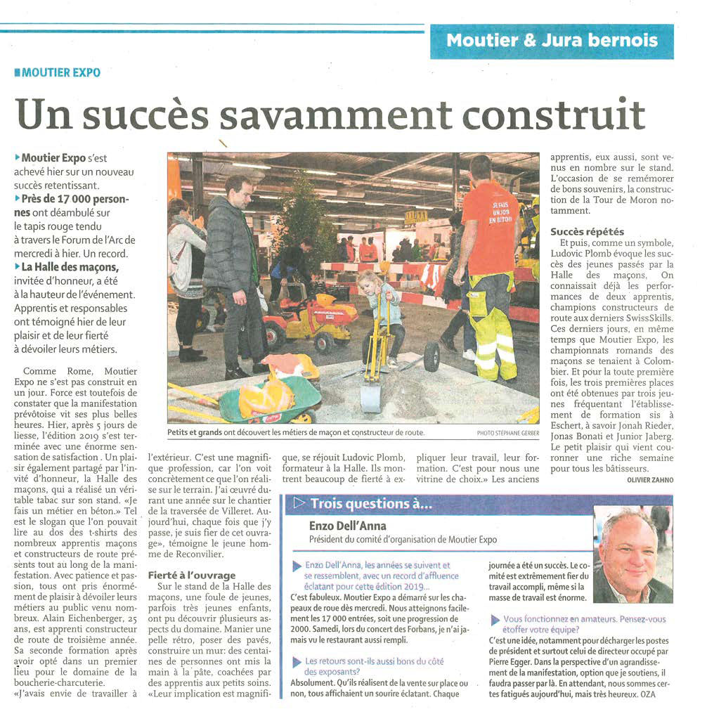 moutier expo article de presse le quotidien jurassien