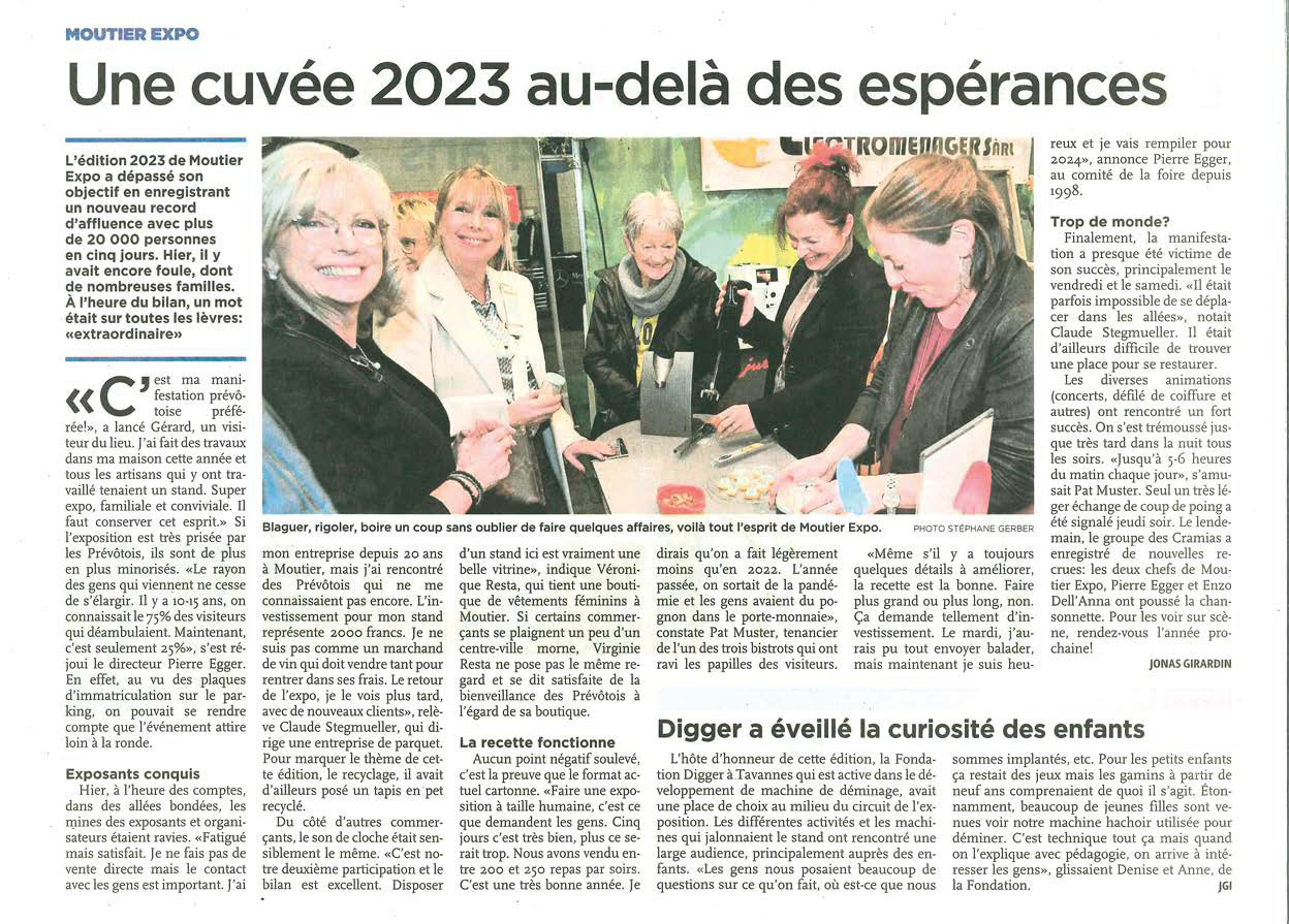 moutier expo article de presse le quotidien jurassien